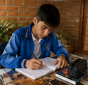 Estudiante repasando en casa